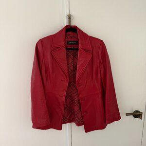 Jones New York Petite Red Leather Jacket Medium